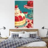 Retro futuristische Kuchen Stretched Canvas Print Leinwanddruck (Insitu (Schlafzimmer))