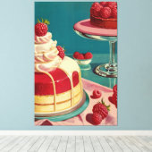 Retro futuristische Kuchen Stretched Canvas Print Leinwanddruck (Insitu (Holzboden))