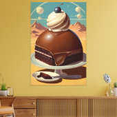 Retro futuristische Kuchen Stretched Canvas Print Leinwanddruck (Insitu (Wohnzimmer))