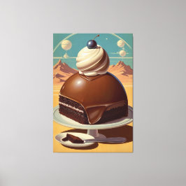 Retro futuristische Kuchen Stretched Canvas Print Leinwanddruck