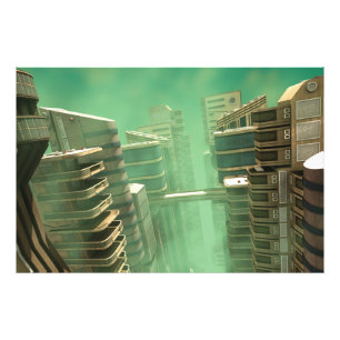 Retro-futuristische Megacity-Skyline Fotodruck