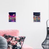 Retro Futuristische Stadtansicht in der Zukunft Bilderwand Sets (Wohnzimmer)