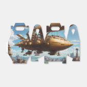 Retro-futuristische Steampunk-Luftschiff über City Geschenkschachtel (Ungefaltet)