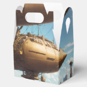 Retro-futuristische Steampunk-Luftschiff über City Geschenkschachtel (Geöffnet)