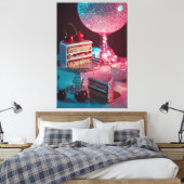 Retro-futuristische StretchCanvas Print Leinwanddruck (Insitu (Schlafzimmer))