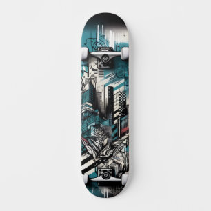 Retro-futuristische Tech-Street-Art-Skateboard 1 Skateboard