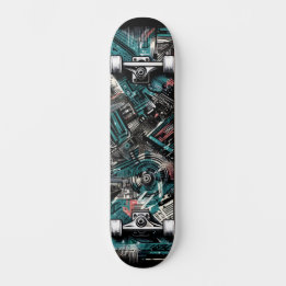 Retro-futuristische Tech-Street-Art-Skateboard 24 Skateboard