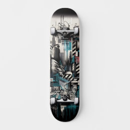 Retro-futuristische Tech-Street-Art-Skateboard 2 Skateboard