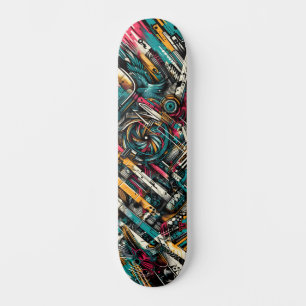 Retro-futuristische Tech-Street-Art-Skateboard 9 Skateboard