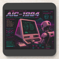 Retro-futuristischer AI-Roboter-Computer-Vaporwave