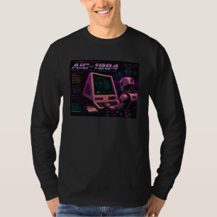 Retro-futuristischer AI-Roboter-Computer-Vaporwave T-Shirt