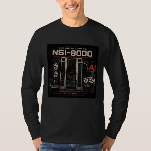 Retro-futuristischer AI-Roboter-Computer-Vaporwave T-Shirt (Vorderseite)
