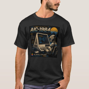 Retro-futuristischer AI-Roboter-Computer-Vaporwave T-Shirt