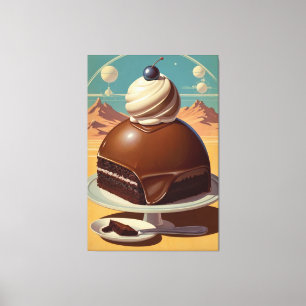 Retro-futuristischer Kuchen Stretch Canvas Print Leinwanddruck