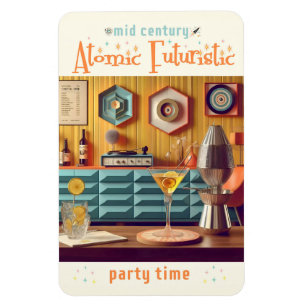 Retro-futuristischer Partyraum im Stil der Mitte d Magnet