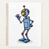 Retro-futuristischer Roboter-Charakter winkend Planer (Vorderseite)