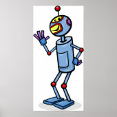 Retro-futuristischer Roboter-Charakter winkend Poster (Vorne)