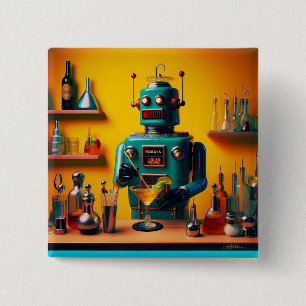 Retro-futuristischer Roboter ROBIA 12J2 Mixologe Button