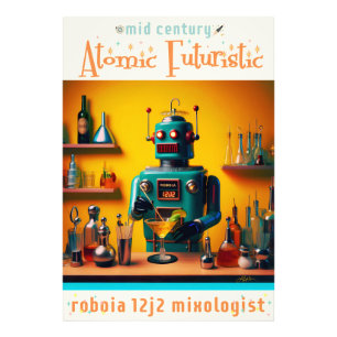 Retro-futuristischer Roboter ROBIA 12J2 Mixologe Fotodruck