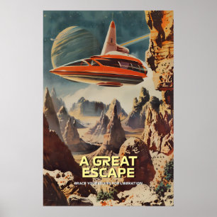 Retro-futuristischer Weltraum-Reise-Kunstprint Ali Poster