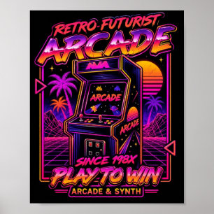 Retro-Futuristisches-Arcade-Synthwave-Neon-Gaming- Poster
