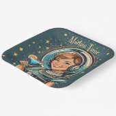 Retro Futuristisches Astro Mädchen Martini Zeit Pappteller (Gewinkelt)