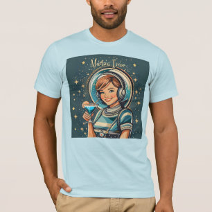 Retro Futuristisches Astro Mädchen Martini Zeit T-Shirt