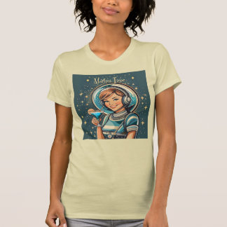 Retro-futuristisches Astro-Mädchen Martini-Zeit T-Shirt