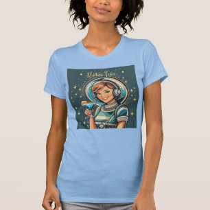 Retro-futuristisches Astro-Mädchen Martini-Zeit T-Shirt