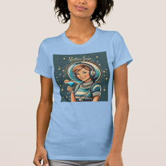 Retro-futuristisches Astro-Mädchen Martini-Zeit T-Shirt