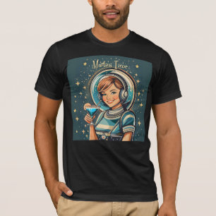 Retro Futuristisches Astro Mädchen Martini Zeit T-Shirt