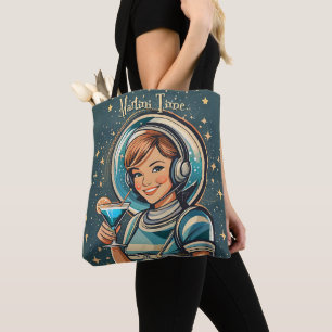 Retro-futuristisches Astro-Mädchen Martini-Zeit Tasche