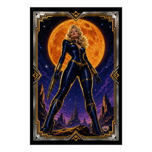 Retro-futuristisches Glamour-Porträt von Marcella Poster