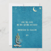 Retro-futuristisches Hochzeitsschild Save The Date (Rückseite)