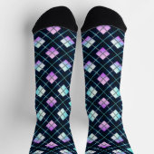 Retro-futuristisches Schwarz, Blau und Rosa Argyle Socken (Oben)