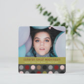 Retro Fuzzy Colorful Dots Foto Graduation Party Einladung (Stehend Vorderseite)