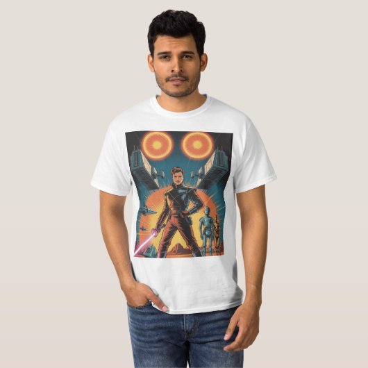 Retro Galactic Rebel T - Shirt - Duale Sonnen und (Vorne ganz)