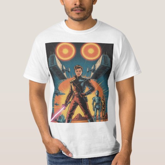 Retro Galactic Rebel T - Shirt - Duale Sonnen und (Vorderseite)