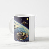 Retro Galaktische Teller Armada Kaffeetasse (Vorderseite Links)