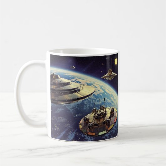 Retro Galaktische Teller Armada Kaffeetasse (Links)