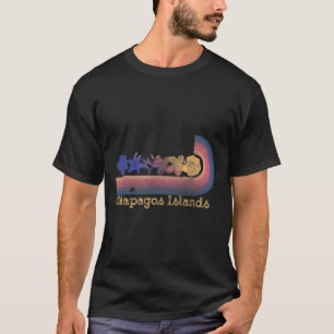 Retro Galapagos-Inseln Tropische Blumen 80er Stil T-Shirt