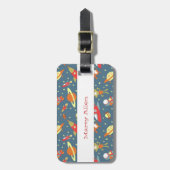 Retro Galaxy Weltraumraketen & Astronauten Gepäckanhänger (Vorderseite vertikal)