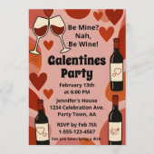 Retro Galentine Be Wine Fun Party Personalized Einladung (Vorderseite)