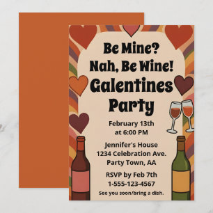 Retro Galentine Be Wine Lustige Party Personalisie Einladung