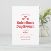 Retro Galentine's Day Brunch Valentinstag Einladung (Stehend Vorderseite)