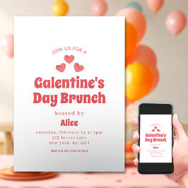 Retro Galentine's Day Brunch Valentinstag Einladung