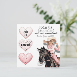Retro Galentine's Day Party im Stil einer Pink Cow Feiertagskarte