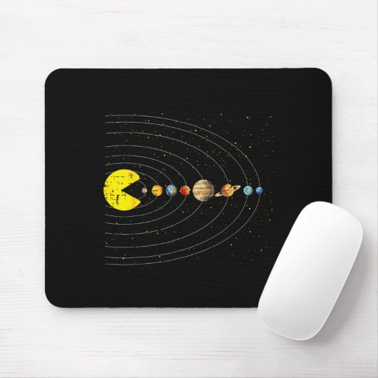 Retro Game Eating Planets Space Galaxy Gaming Boys Mousepad (Mit Mouse)