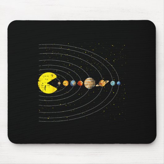 Retro Game Eating Planets Space Galaxy Gaming Boys Mousepad (Vorne)