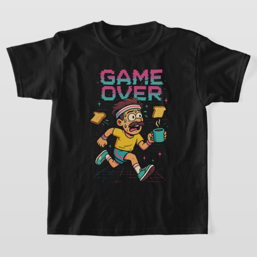 Retro “Game Over” Coffee Rush – Funny Running Cart T-Shirt (Ablage )